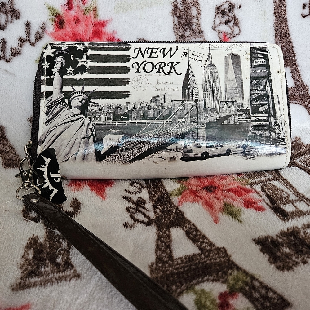 New York Themed Wallet with Black and White Design